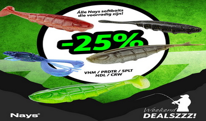 25% korting op álle voorradige softbaits van Nays.