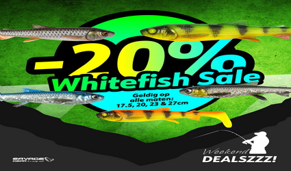 20% korting op álle Whitefish Shads van Savage Gear.